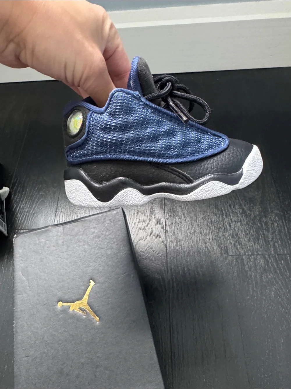 Jordan Kids Navy and Black Retro Sneakers
